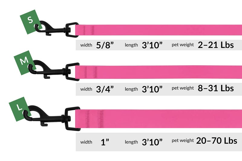 CollarDirect Waterproof Dog Leash Small Medium Large Durable Pet Leashes for Walking Training Running Pink Black Blue Orange Green (L, Pink) - Image 3